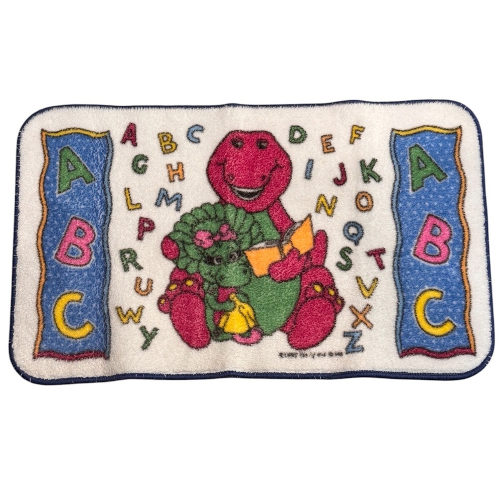 Rare Vintage Barney and Baby Bop ABC Alphabet Area Rug Kids Playroom 90s PBS